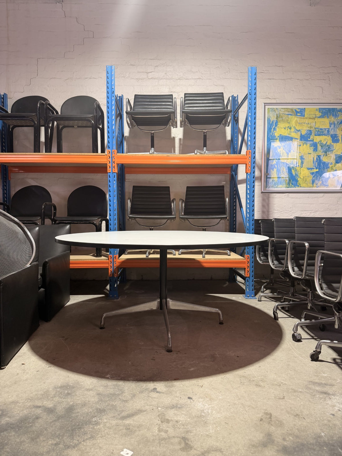 Large Original Eames Aluminium Group Pedestal Table by Herman Miller