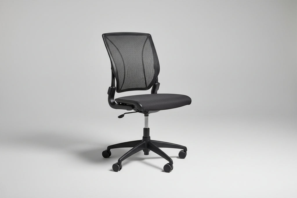 Humanscale Liberty Chair – Adjustable Arms – Black Base – Black Mesh