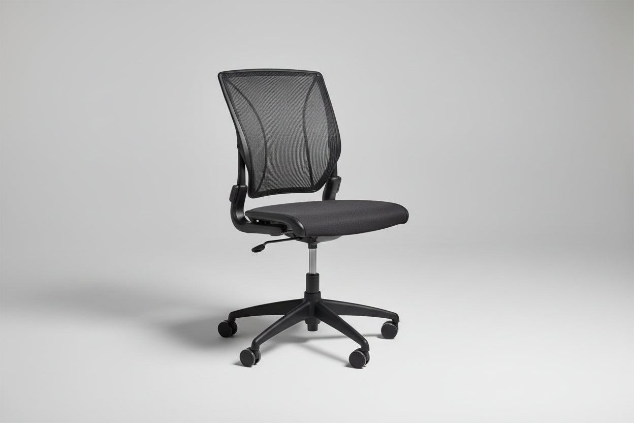 Humanscale Liberty Chair – Adjustable Arms – Black Base – Black Mesh