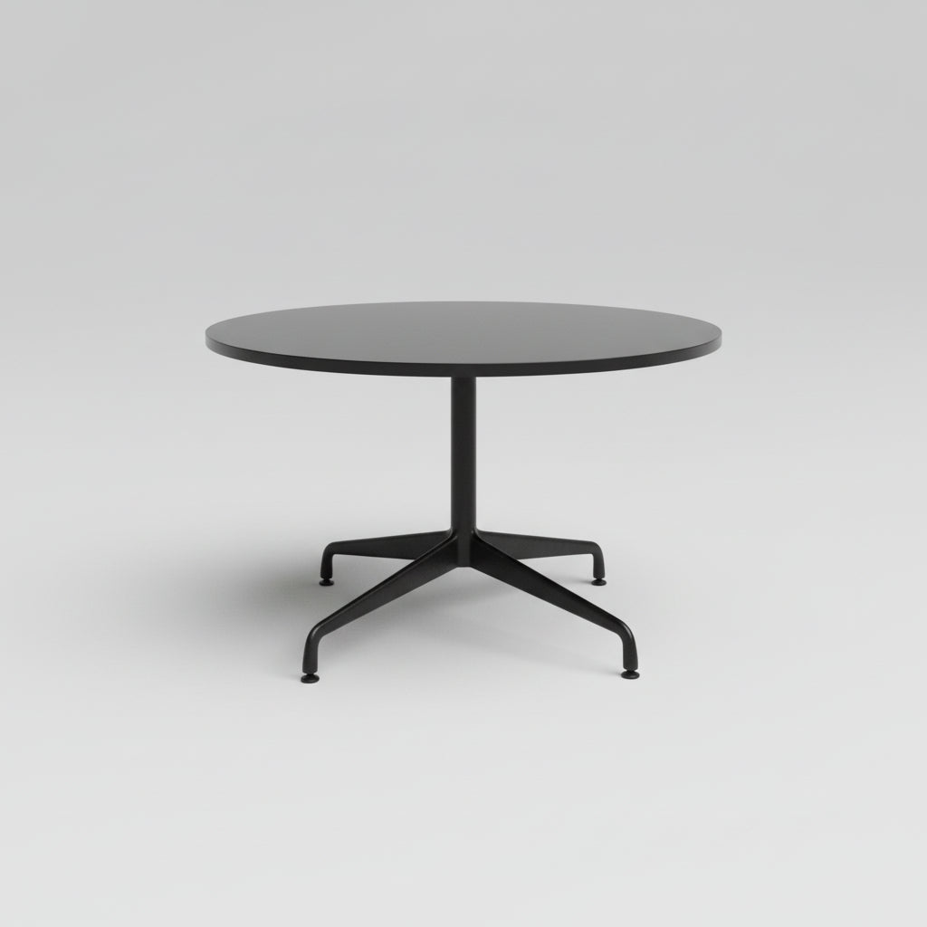 Segmented all black aluminium base table by Charles & Ray Eames for Herman Miller