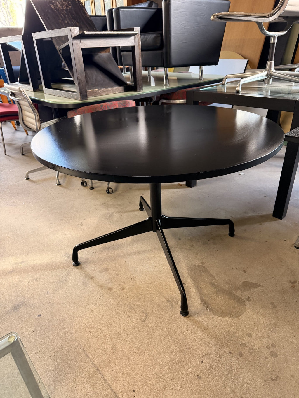 Original monochrome Eames Pedestal Dining Table by Herman Miller