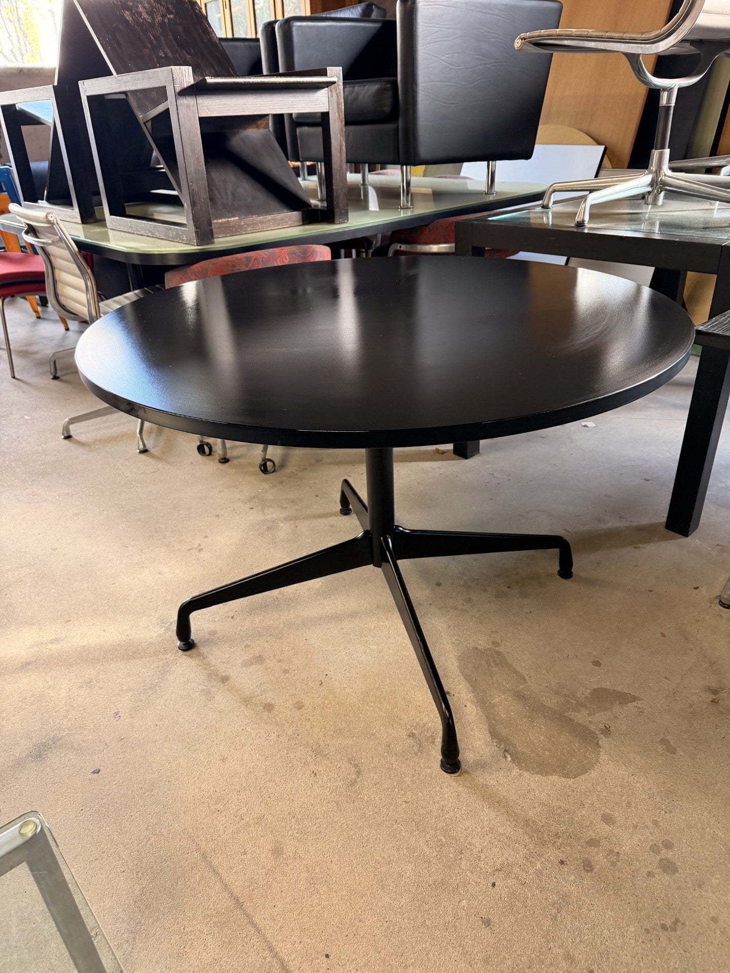 Original monochrome Eames Pedestal Dining Table by Herman Miller
