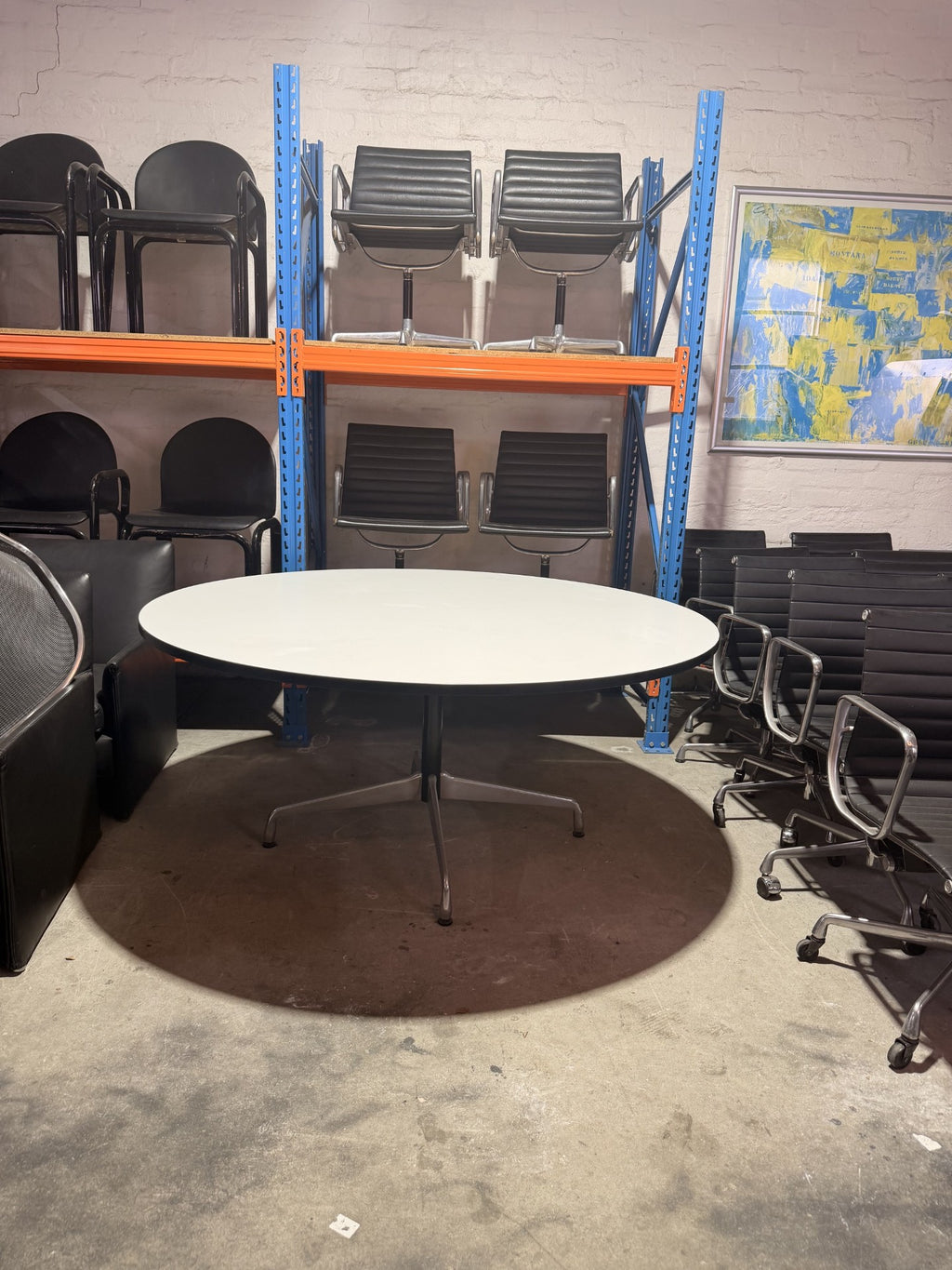 Large Original Eames Aluminium Group Pedestal Table by Herman Miller
