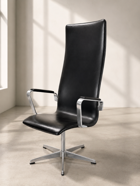 Danish Modern Oxford high back lounge chairs, designed by Arne Jacobsen for Fritz Hansen
