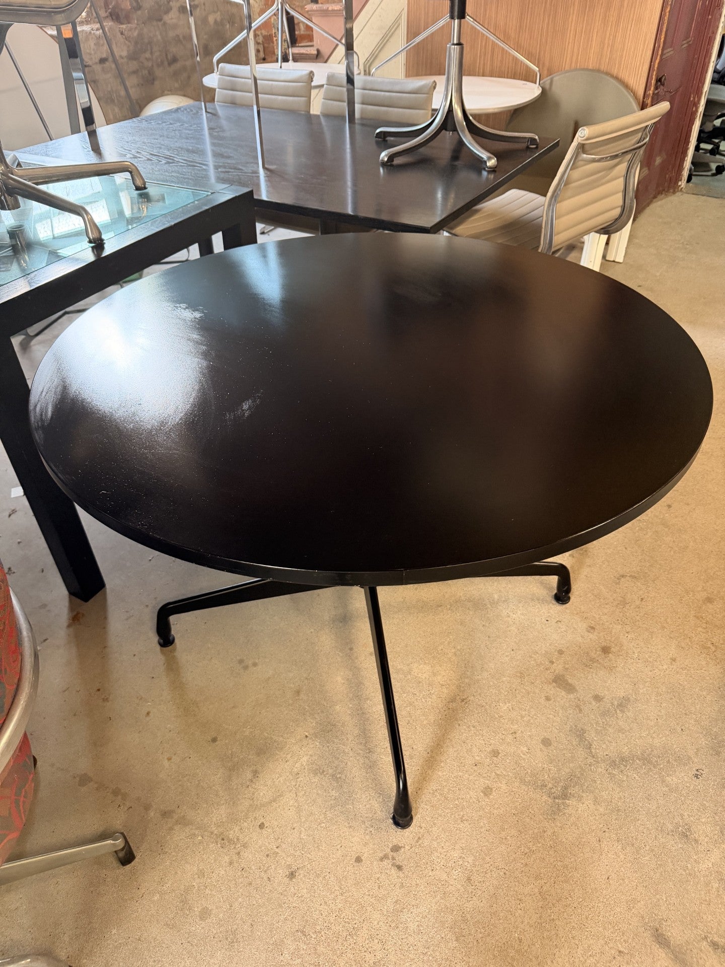 Original monochrome Eames Pedestal Dining Table by Herman Miller