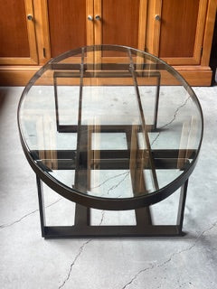 Bronze metal + glass coffee table