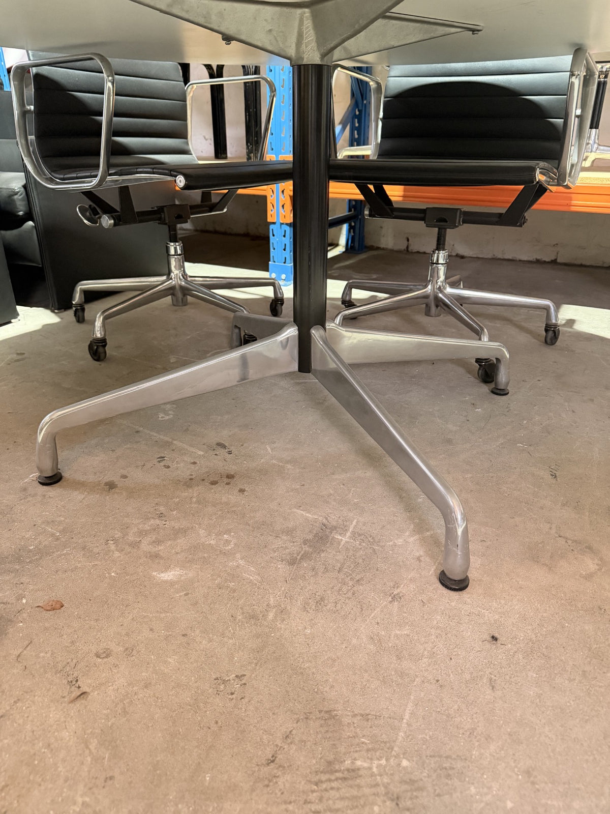 Large Original Eames Aluminium Group Pedestal Table by Herman Miller