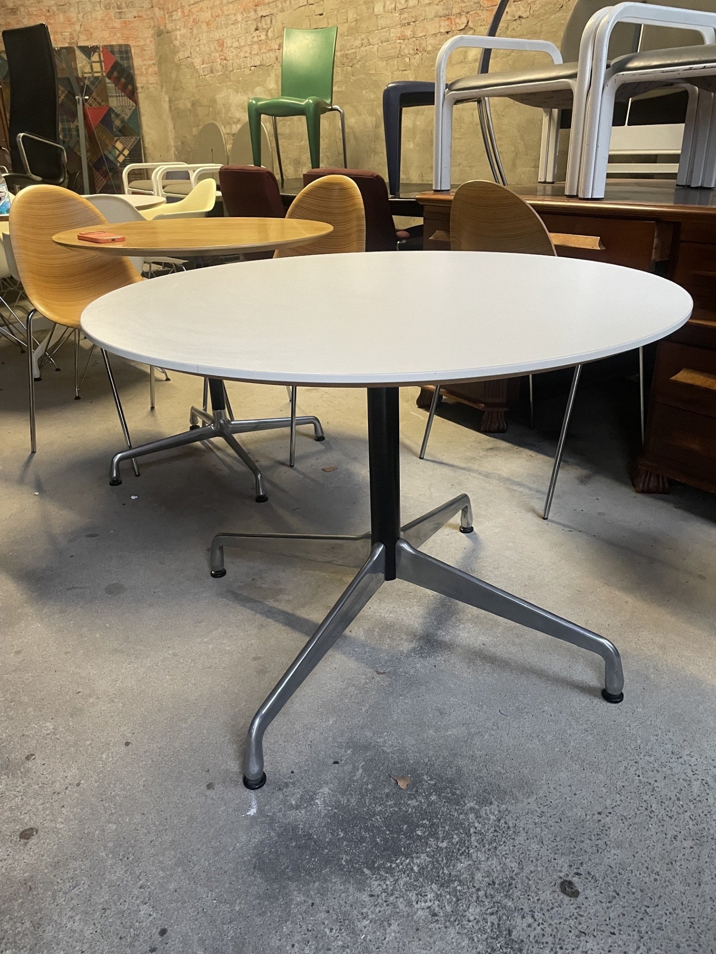 Original Herman Miller Eames Aluminum Group Pedestal Table