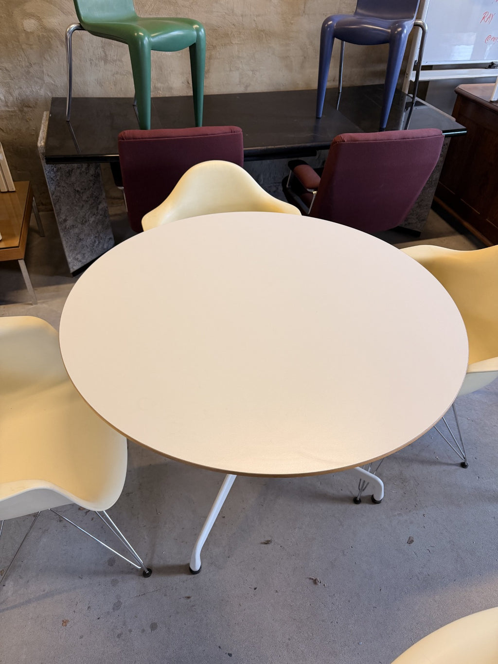 Authentic Eames All-White Dining Table by Herman Miller