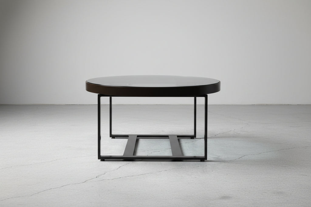 Bronze metal + glass coffee table