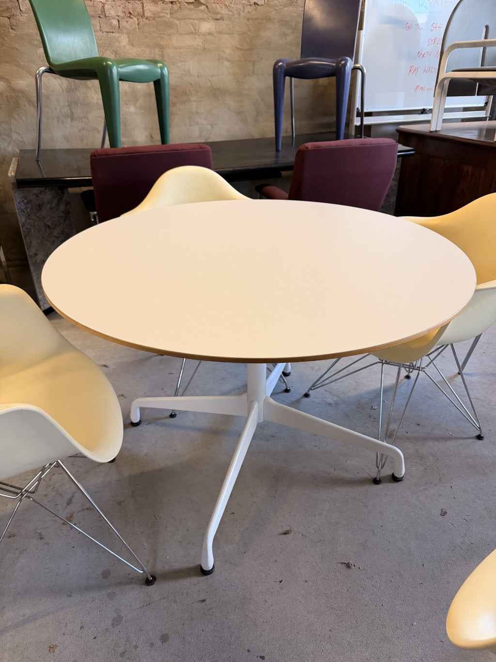 Authentic Eames All-White Dining Table by Herman Miller