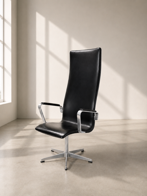 Danish Modern Oxford high back lounge chairs, designed by Arne Jacobsen for Fritz Hansen