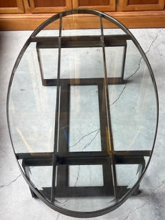 Bronze metal + glass coffee table